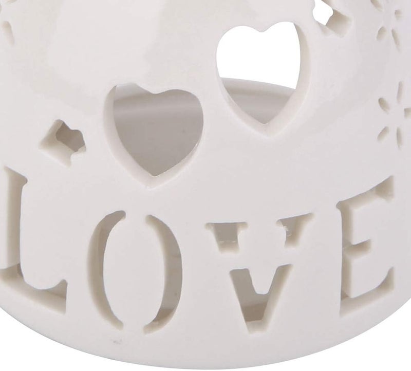 woobles Ceramic Tealight Candle Holder Oil Burner Night Fragrance Lamp Essence Oil Furnace Aromatherapy Wax Valentine's Day Girlfriend(Love) - Image 2
